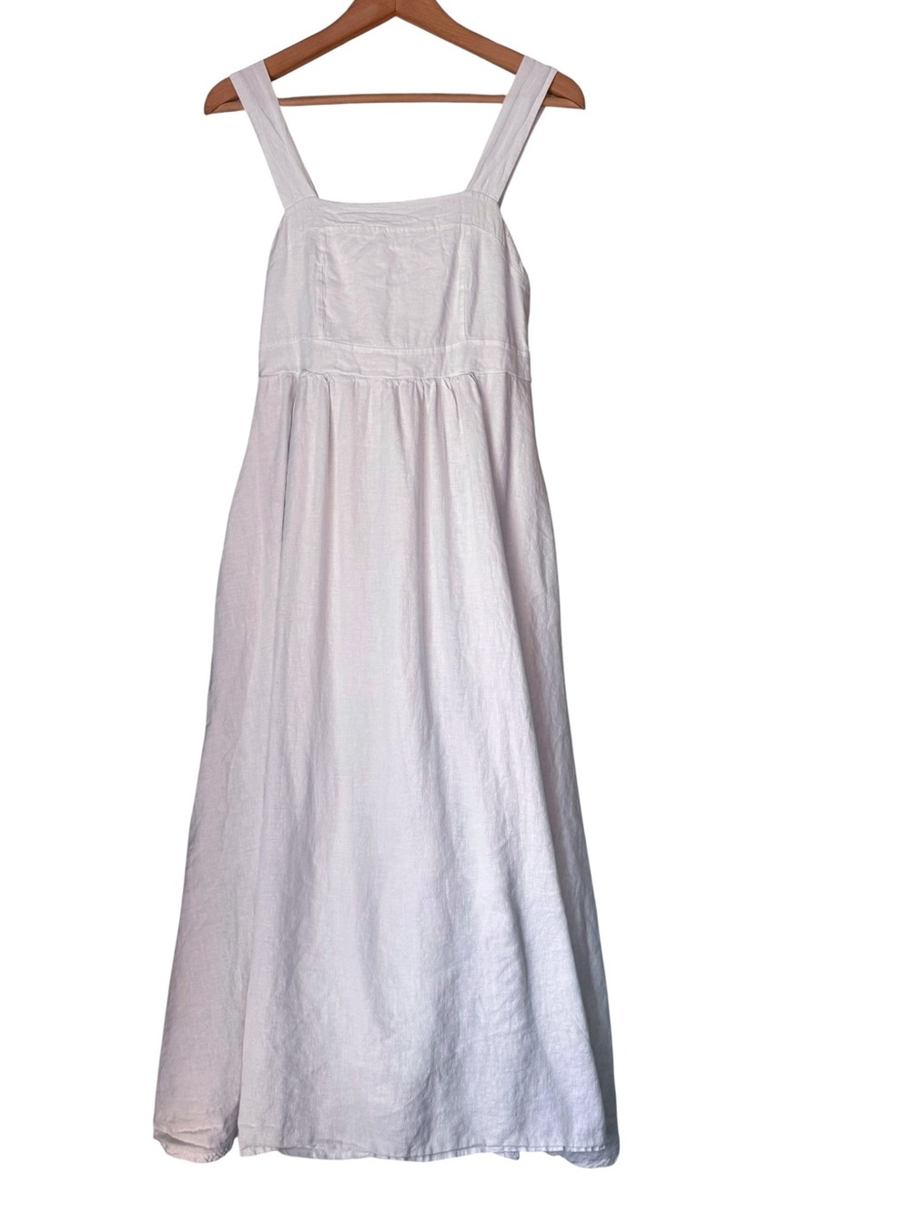 Spighe di Lino White Linen Blend Maxi Dress Medium Fit & Flare Pockets Italy